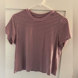 Lululemon Parallel Stripe Dusty Rose Red Merlot tee